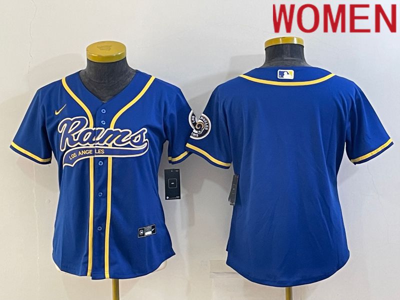 Women Los Angeles Rams Blank Blue 2022 Nike Co branded NFL Jerseys->women nfl jersey->Women Jersey